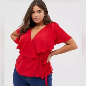 ASOS DESIGN Curve wrap top with cape detail